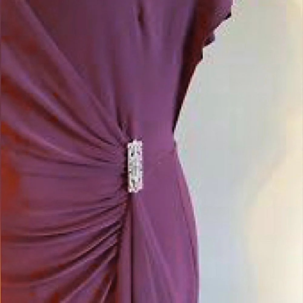 Ralph Lauren Ruffle Long Gown 6 Rhinestone Elegant Burgundy Purple Maxi Dress - Picture 3 of 4